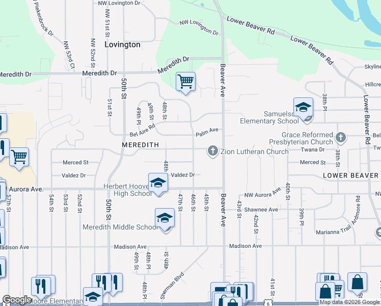 map of restaurants, bars, coffee shops, grocery stores, and more near 4306 46th Street in Des Moines