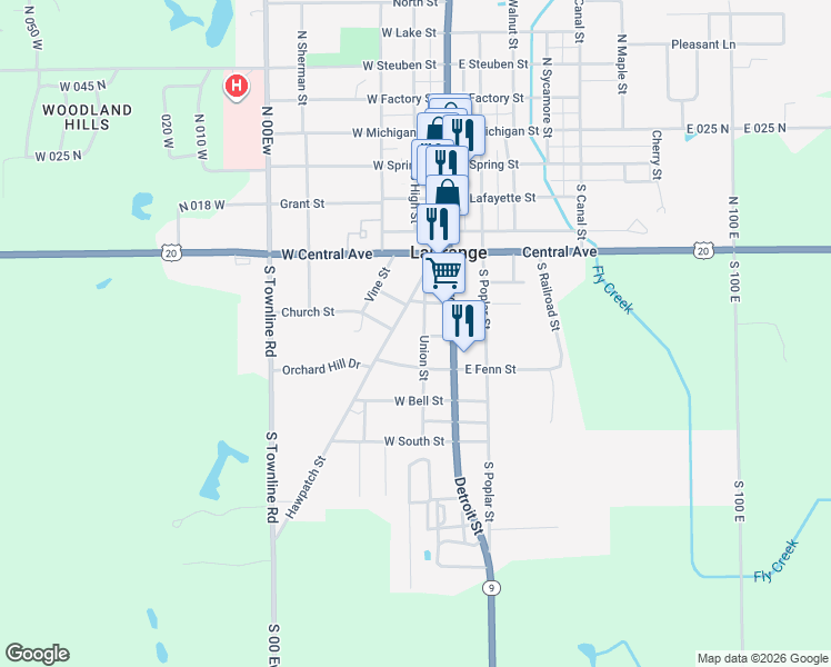 map of restaurants, bars, coffee shops, grocery stores, and more near 648-698 Union Street in LaGrange
