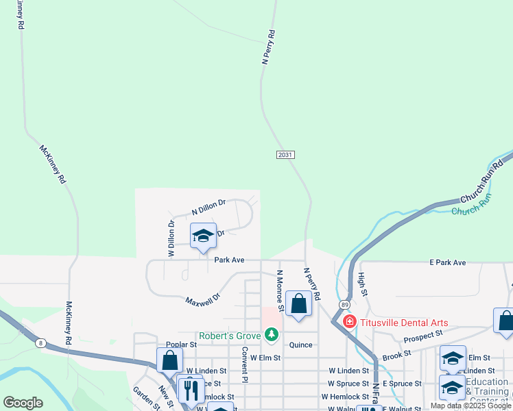 map of restaurants, bars, coffee shops, grocery stores, and more near 44784 Pershing Way in Titusville