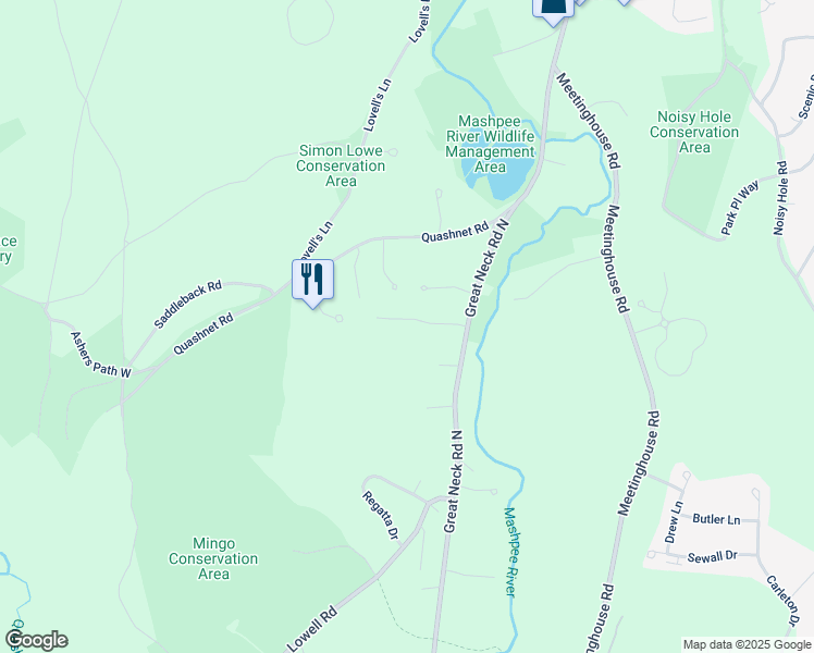 map of restaurants, bars, coffee shops, grocery stores, and more near 24 Coombs Lane in Mashpee