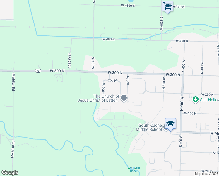 map of restaurants, bars, coffee shops, grocery stores, and more near 195 North 800 West in Hyrum