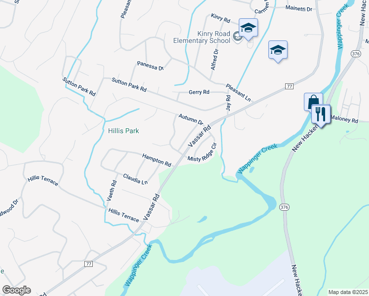 map of restaurants, bars, coffee shops, grocery stores, and more near 3 Sugar Maple Road in Poughkeepsie