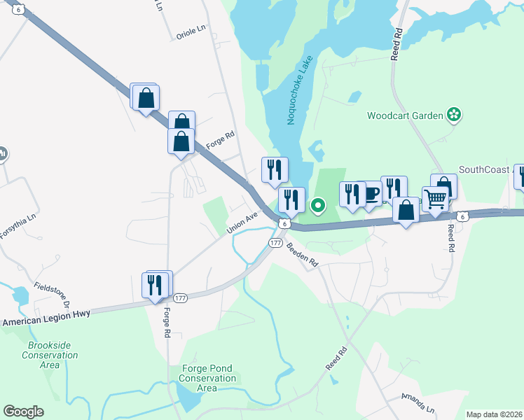 map of restaurants, bars, coffee shops, grocery stores, and more near 6 Union Avenue in Westport
