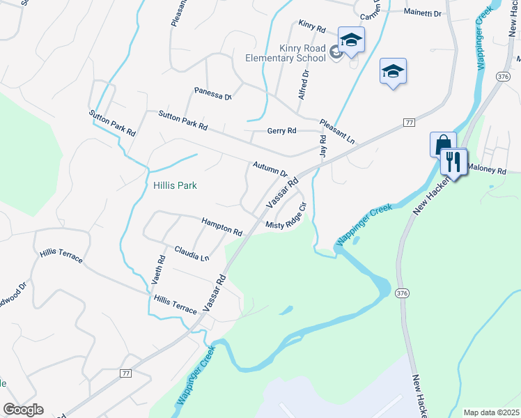 map of restaurants, bars, coffee shops, grocery stores, and more near 3 Sugar Maple Road in Poughkeepsie