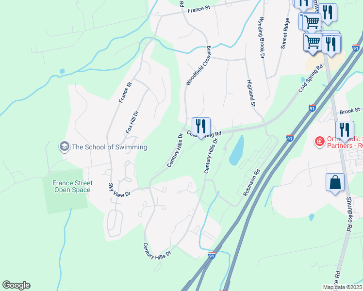 map of restaurants, bars, coffee shops, grocery stores, and more near in Rocky Hill