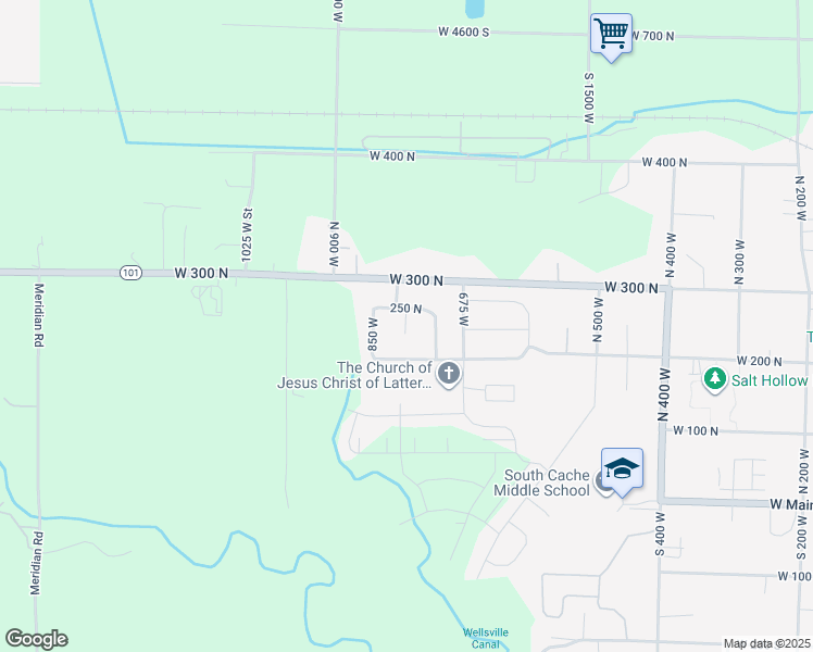 map of restaurants, bars, coffee shops, grocery stores, and more near 195 North 800 West in Hyrum