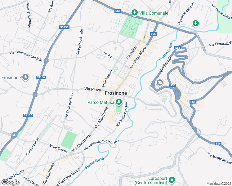 map of restaurants, bars, coffee shops, grocery stores, and more near in Frosinone