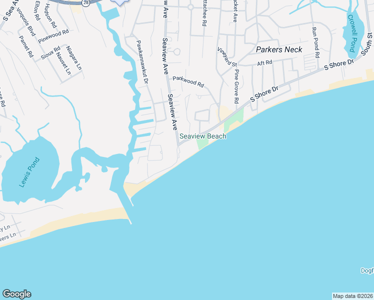 map of restaurants, bars, coffee shops, grocery stores, and more near 107 South Shore Drive in Yarmouth