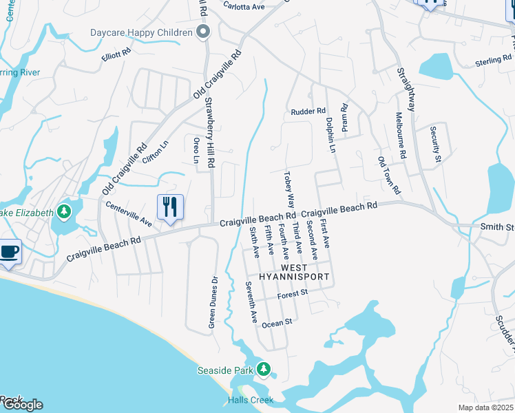 map of restaurants, bars, coffee shops, grocery stores, and more near 468 Craigville Beach Road in Barnstable