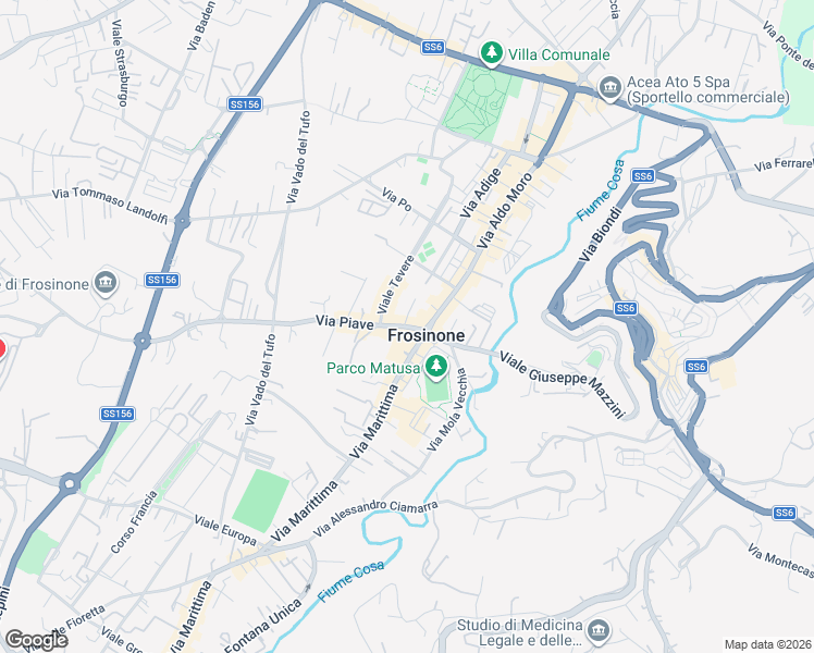 map of restaurants, bars, coffee shops, grocery stores, and more near in Frosinone