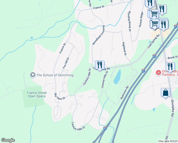 map of restaurants, bars, coffee shops, grocery stores, and more near in Rocky Hill