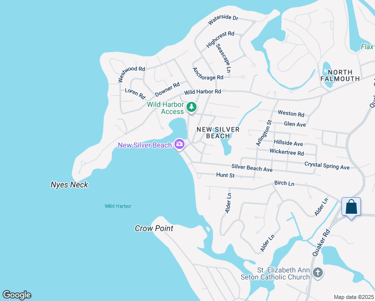 map of restaurants, bars, coffee shops, grocery stores, and more near 8 Moses Road in Falmouth
