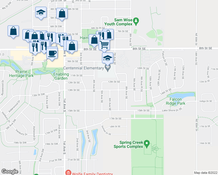 map of restaurants, bars, coffee shops, grocery stores, and more near 507 13th Street Southeast in Altoona