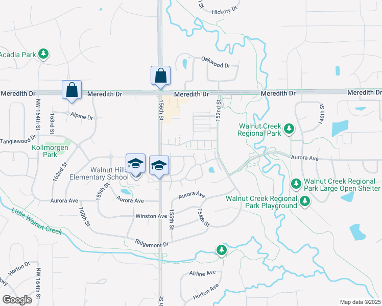map of restaurants, bars, coffee shops, grocery stores, and more near 15403 Westbrook Drive in Urbandale