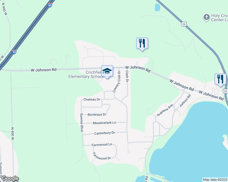 map of restaurants, bars, coffee shops, grocery stores, and more near 301 Kowal Drive in La Porte