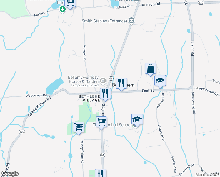 map of restaurants, bars, coffee shops, grocery stores, and more near 8 Main Street South in Bethlehem
