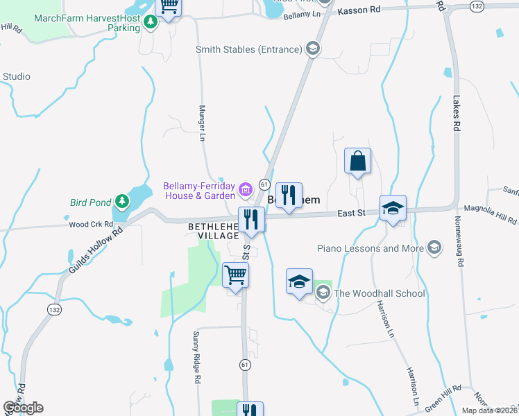map of restaurants, bars, coffee shops, grocery stores, and more near 8 Main Street South in Bethlehem