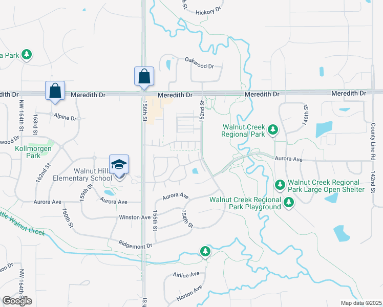 map of restaurants, bars, coffee shops, grocery stores, and more near 4241 153rd Street in Urbandale