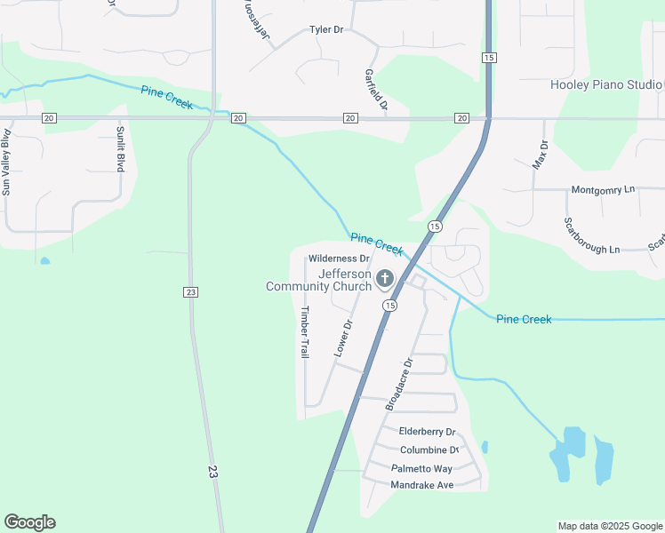 map of restaurants, bars, coffee shops, grocery stores, and more near 18894 Wilderness Drive in Goshen