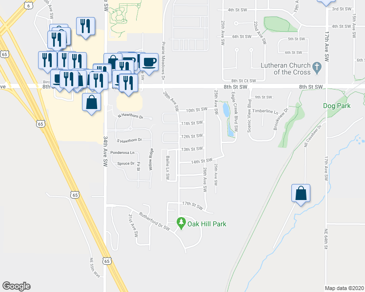 map of restaurants, bars, coffee shops, grocery stores, and more near 2709 13th Street Southwest in Altoona