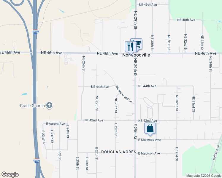 map of restaurants, bars, coffee shops, grocery stores, and more near 2789 Northeast Norwood Lane in Des Moines