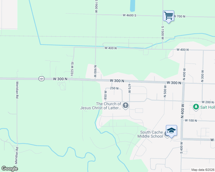 map of restaurants, bars, coffee shops, grocery stores, and more near 840 250 North in Hyrum