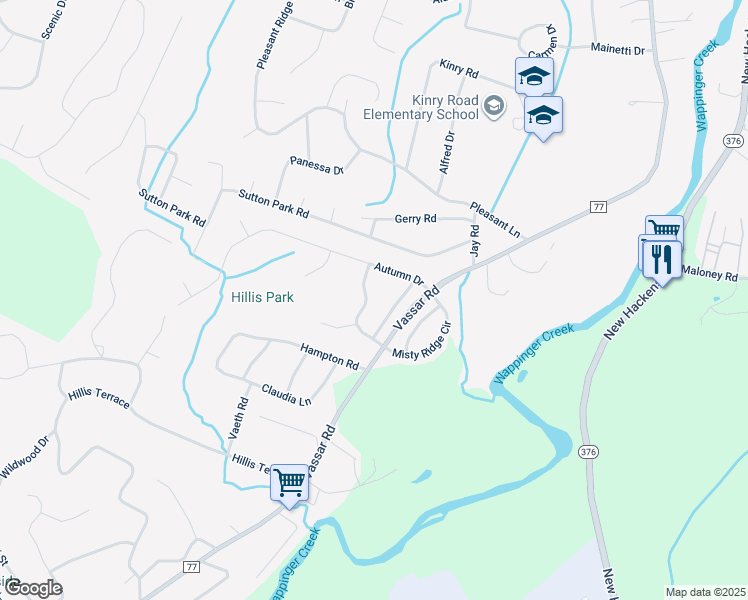 map of restaurants, bars, coffee shops, grocery stores, and more near 28 Sugar Maple Road in Poughkeepsie