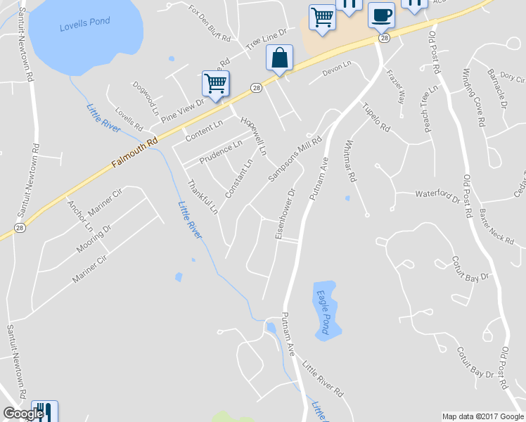 map of restaurants, bars, coffee shops, grocery stores, and more near 20 Truman Lane in Barnstable