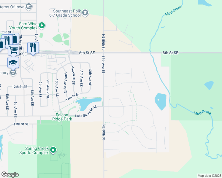 map of restaurants, bars, coffee shops, grocery stores, and more near 1418 12th Street Southeast in Altoona