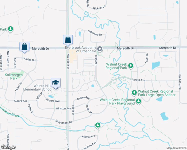 map of restaurants, bars, coffee shops, grocery stores, and more near 4241 153rd Street in Urbandale