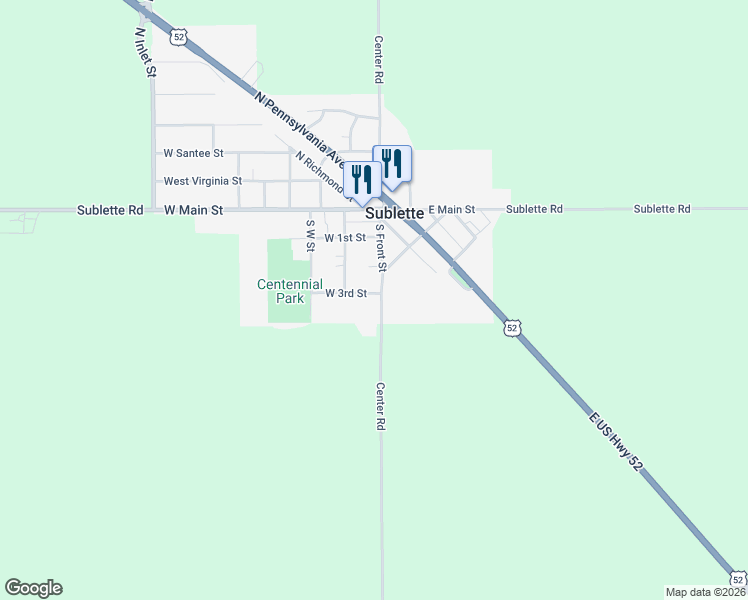 map of restaurants, bars, coffee shops, grocery stores, and more near 400 South Front Street in Sublette