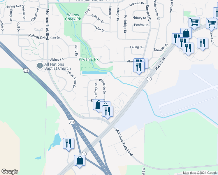 map of restaurants, bars, coffee shops, grocery stores, and more near 226 Westside Drive in Iowa City