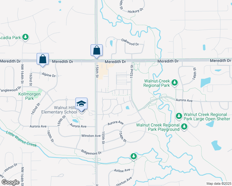 map of restaurants, bars, coffee shops, grocery stores, and more near 15403 Westbrook Drive in Urbandale
