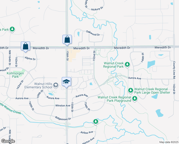 map of restaurants, bars, coffee shops, grocery stores, and more near 4241 153rd Street in Urbandale