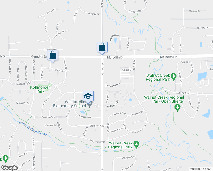 map of restaurants, bars, coffee shops, grocery stores, and more near 4302 155th Street in Urbandale
