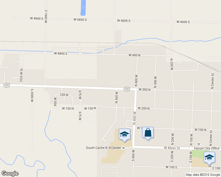 map of restaurants, bars, coffee shops, grocery stores, and more near 535 West 300 North in Hyrum