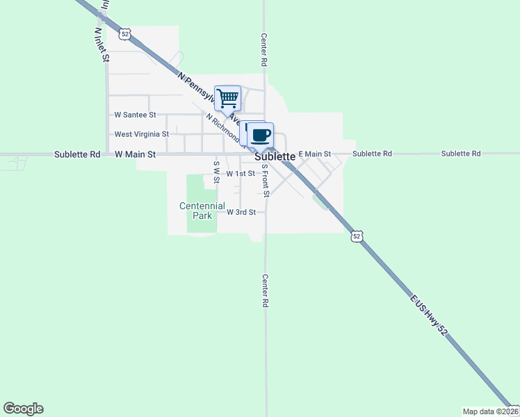 map of restaurants, bars, coffee shops, grocery stores, and more near 400 South Front Street in Sublette