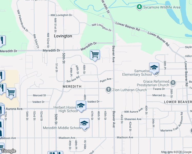 map of restaurants, bars, coffee shops, grocery stores, and more near 4330 46th Street in Des Moines
