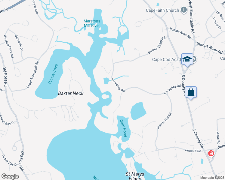 map of restaurants, bars, coffee shops, grocery stores, and more near 275 Ice Valley Road in Barnstable