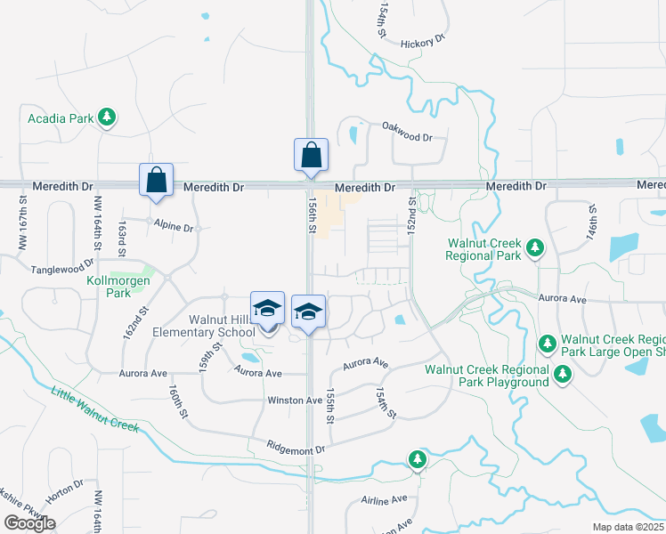 map of restaurants, bars, coffee shops, grocery stores, and more near 4307 155th Street in Urbandale