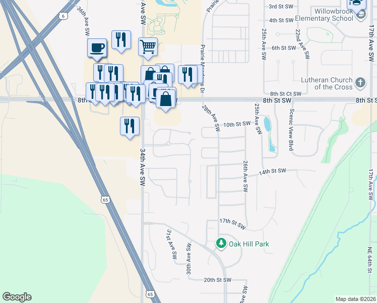 map of restaurants, bars, coffee shops, grocery stores, and more near 21 North Hawthorn Drive in Altoona