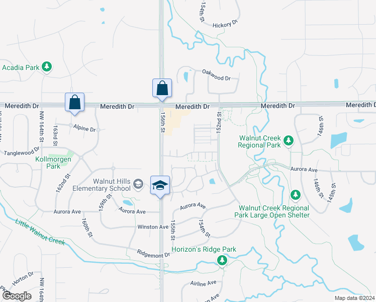 map of restaurants, bars, coffee shops, grocery stores, and more near 15317 Townsend Avenue in Urbandale