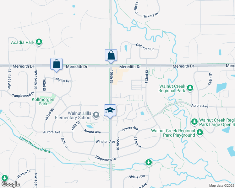 map of restaurants, bars, coffee shops, grocery stores, and more near 4307 155th Street in Urbandale