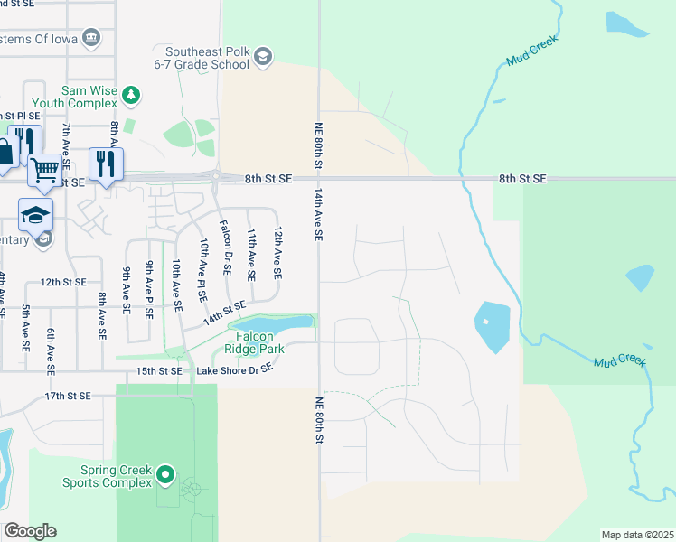 map of restaurants, bars, coffee shops, grocery stores, and more near 1112 15th Avenue Southeast in Altoona