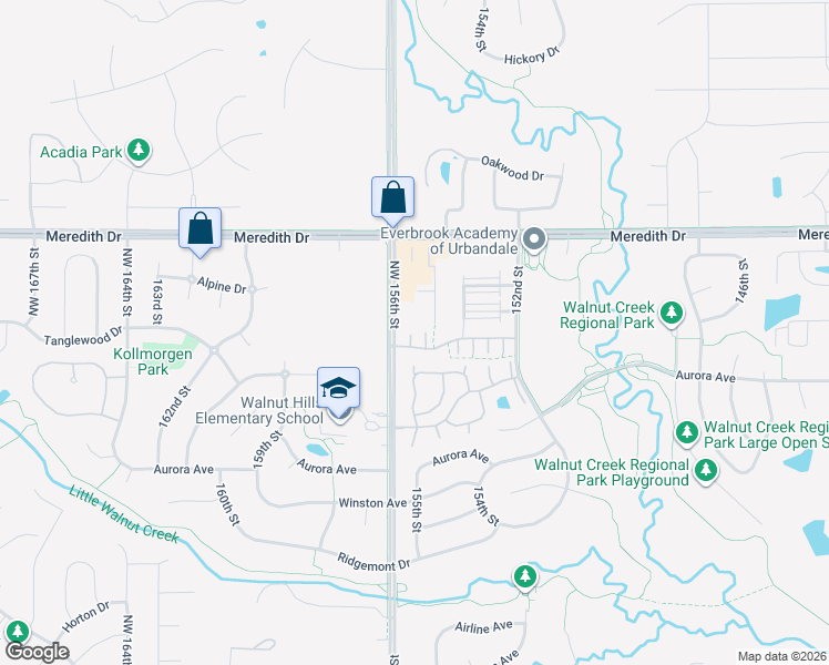 map of restaurants, bars, coffee shops, grocery stores, and more near 4307 155th Street in Urbandale