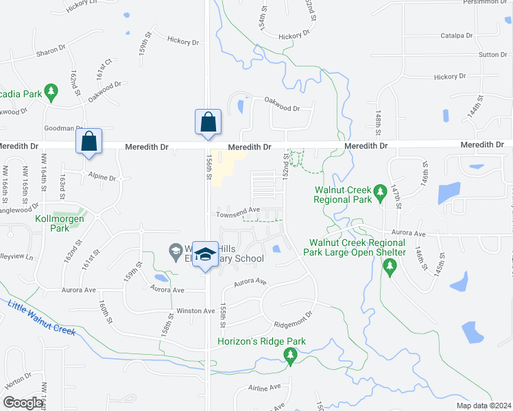 map of restaurants, bars, coffee shops, grocery stores, and more near 15305 Townsend Avenue in Urbandale