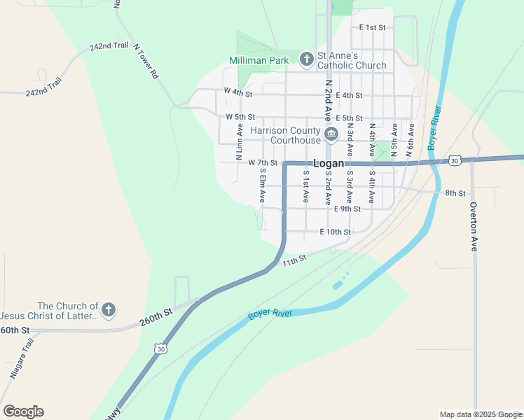 map of restaurants, bars, coffee shops, grocery stores, and more near 314 South Elm Avenue in Logan