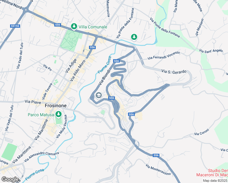 map of restaurants, bars, coffee shops, grocery stores, and more near 10 Via Casilina in Frosinone