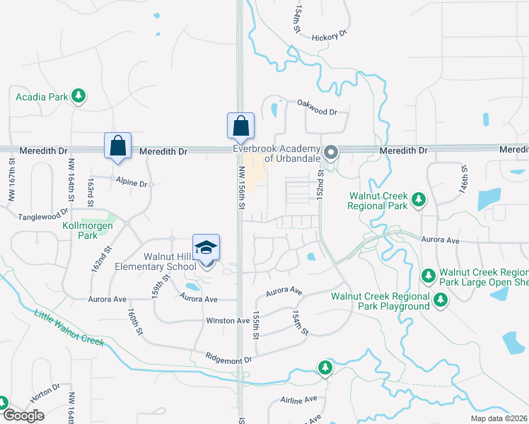 map of restaurants, bars, coffee shops, grocery stores, and more near 4307 155th Street in Urbandale