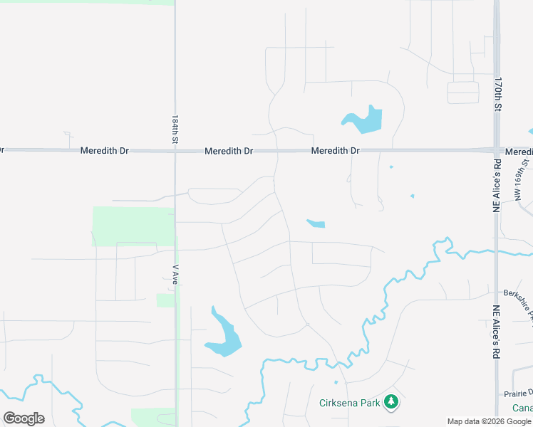 map of restaurants, bars, coffee shops, grocery stores, and more near 18015 Meredith Drive in Waukee